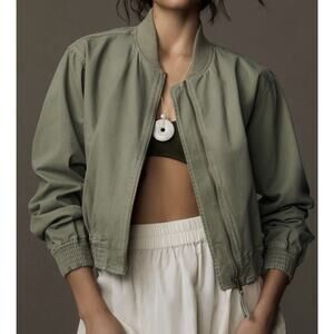Anthropologie Pilcro Canvas Cropped Bomber Jacket Women's SZ XS Street